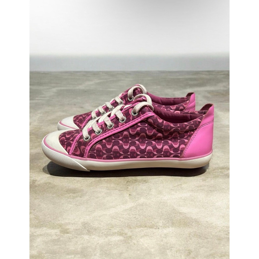 Vintage Coach Barrett Signature C Pink Canvas Leather Sneakers Women's 8B EU 38